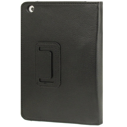 2-fold Litchi Texture Flip Leather Case with Holder Function for iPad mini 1 / 2 / 3(Black)-garmade.com