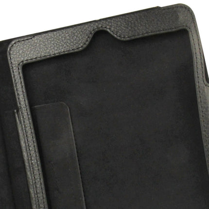 2-fold Litchi Texture Flip Leather Case with Holder Function for iPad mini 1 / 2 / 3(Black)-garmade.com