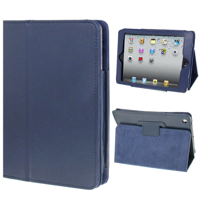 2-fold Litchi Texture Flip Leather Case with Holder Function for iPad mini 1 / 2 / 3-garmade.com