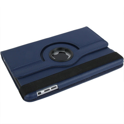 360 Degree Rotation Leather Case with Holder for iPad mini 1 / 2 / 3 (Dark Blue)-garmade.com