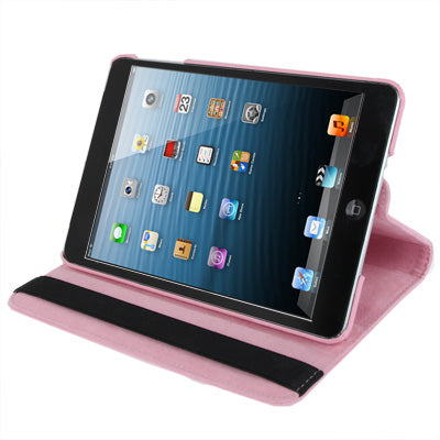 360 Degree Rotation Leather Case with Holder for iPad mini 1 / 2 / 3 (Pink)-garmade.com