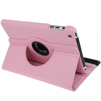 360 Degree Rotation Leather Case with Holder for iPad mini 1 / 2 / 3 (Pink)-garmade.com