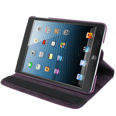 360 Degree Rotation Leather Case with Holder for iPad mini 1 / 2 / 3 (Purple)-garmade.com