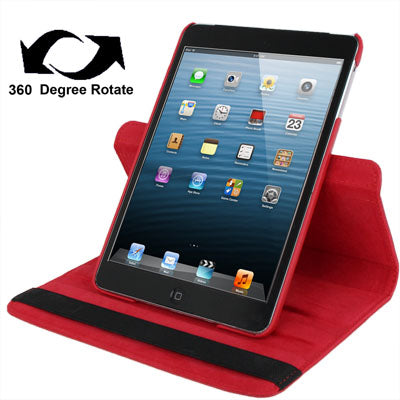 360 Degree Rotation Leather Case with Holder for iPad mini 1 / 2 / 3 (Red)-garmade.com