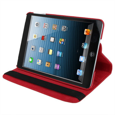 360 Degree Rotation Leather Case with Holder for iPad mini 1 / 2 / 3 (Red)-garmade.com
