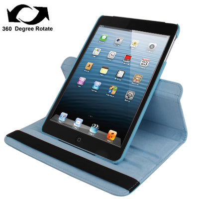 360 Degree Rotation Leather Case with Holder for iPad mini / mini 2 Retina(Baby Blue)-garmade.com