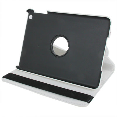 360 Degree Rotation Leather Case with Holder for iPad mini 1 / 2 / 3 (White)-garmade.com