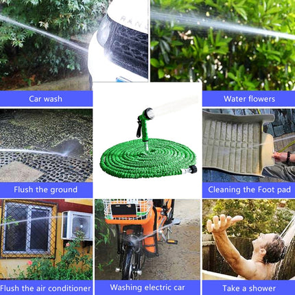 2.5m -7.5m Telescopic Pipe Expandable Magic Flexible Garden Watering Hose with Spray Gun Set(Green)-garmade.com