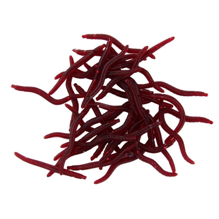 100 PCS Artificial Earthworm Fishing Lures Soft Silicone Worms Fishing Bait(Dark Red)-garmade.com