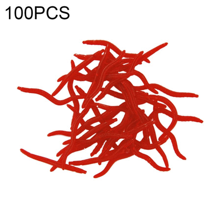 100 PCS Artificial Earthworm Fishing Lures Soft Silicone Worms Fishing Bait(Red)-garmade.com