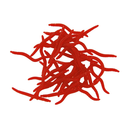 100 PCS Artificial Earthworm Fishing Lures Soft Silicone Worms Fishing Bait(Red)-garmade.com