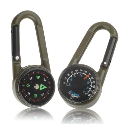 Carabiner Key Compass & Thermometer Hiking Outdoor Travel-garmade.com