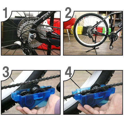 Bicycle Chain Cleaner Cycling Bike Machine Brushes Scrubber Wash Tool Kit Mountaineer Bicycle Chain Cleaner Tool Kits(Blue)-garmade.com