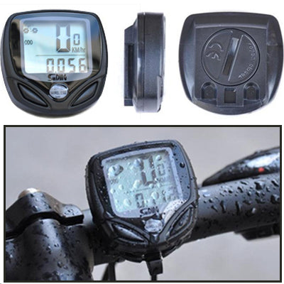 SD-548C 14 Function Black LCD Waterproof Wireless Multifunctional Bicycle Cycle Speedometer Bike Computer Odometer(Black)-garmade.com
