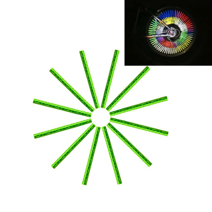 OQSPORT 12 PCS Bicycle Wheel Spoke Reflector Reflective Mount Clip Tube Warning Light Strip(Green)-garmade.com
