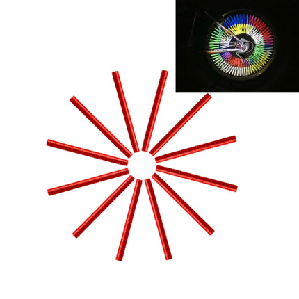 OQSPORT 12 PCS Bicycle Wheel Spoke Reflector Reflective Mount Clip Tube Warning Light Strip(Red)-garmade.com