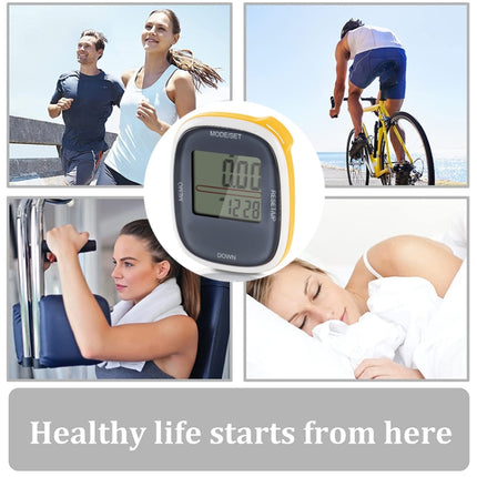 3D All Dimensional Multifunction Digital Electronic Pedometer Step Counter(Yellow)-garmade.com