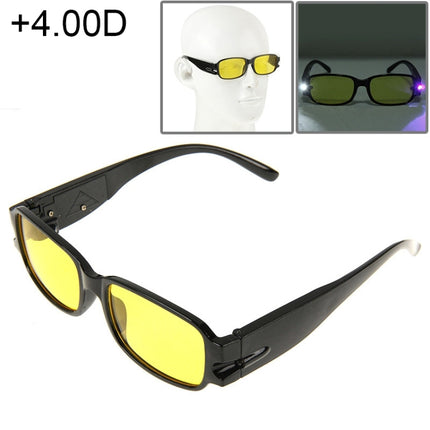 UV Protection Yellow Resin Lens Reading Glasses with Currency Detecting Function, +4.00D-garmade.com