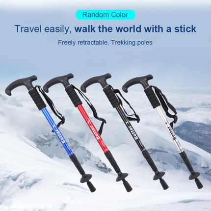 Folding Adjustable Crutch / Walking Stick with Compass, Height: 0.5-1.1m (Random Color Delivery)-garmade.com