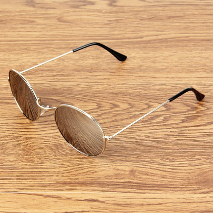 Oval Retro UV400 UV Protection Metal Frame AC Lens Sunglasses-garmade.com