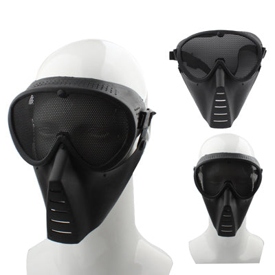 Plastic Full Face Guard Mask with Mesh Goggles for Outdoor Survival Airsoft Paintball Games(Black)-garmade.com