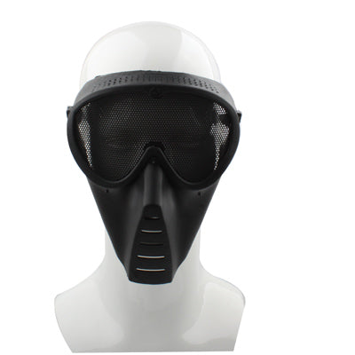 Plastic Full Face Guard Mask with Mesh Goggles for Outdoor Survival Airsoft Paintball Games(Black)-garmade.com