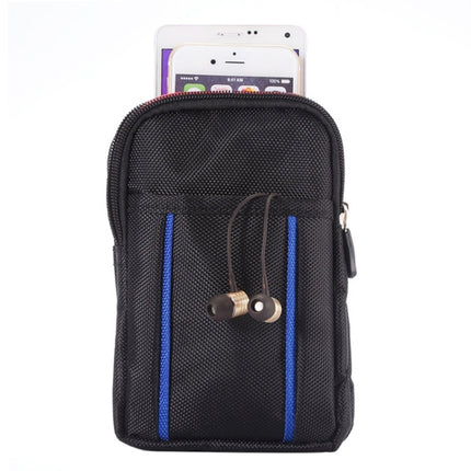 Universal Multifunctional 6.3 Inch Double Lattice Two-colored Polyester Pearl Material Storage Waist Packs / Waist Bag / Hiking Bag / Camping Bag for 6.3 inch Mobile Phones(Black)-garmade.com