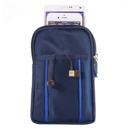 Universal Multifunctional 6.3 Inch Double Lattice Two-colored Polyester Pearl Material Storage Waist Packs / Waist Bag / Hiking Bag / Camping Bag for 6.3 inch Mobile Phones(Dark Blue)-garmade.com