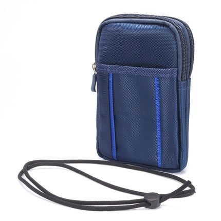 Universal Multifunctional 6.3 Inch Double Lattice Two-colored Polyester Pearl Material Storage Waist Packs / Waist Bag / Hiking Bag / Camping Bag for 6.3 inch Mobile Phones(Dark Blue)-garmade.com