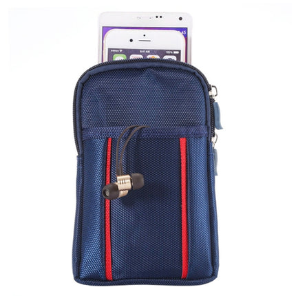 Universal Multifunctional 6.3 Inch Double Lattice Two-colored Polyester Pearl Material Storage Waist Packs / Waist Bag / Hiking Bag / Camping Bag for 6.3 inch Mobile Phones(Blue)-garmade.com