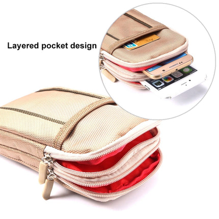Universal Multifunctional 6.3 Inch Double Lattice Two-colored Polyester Pearl Material Storage Waist Packs / Waist Bag / Hiking Bag / Camping Bag for 6.3 inch Mobile Phones(Yellow)-garmade.com