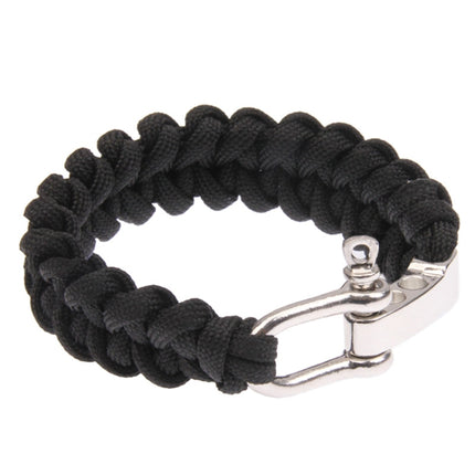 Multi-functional Nylon Braided Survival Bracelets with Adjustable Stainless Steel Shackle(Black)-garmade.com