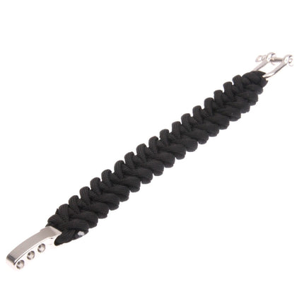 Multi-functional Nylon Braided Survival Bracelets with Adjustable Stainless Steel Shackle(Black)-garmade.com