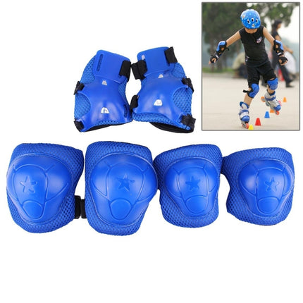 6 in 1 Roller Skate Knee & Elbow & Wrist Pads Protective Gear Sets(Dark Blue)-garmade.com