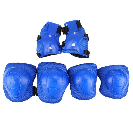 6 in 1 Roller Skate Knee & Elbow & Wrist Pads Protective Gear Sets(Dark Blue)-garmade.com