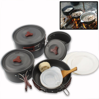 Outdoor Camping Ultra Light Weight 9 Piece Cookware Stackable Set-garmade.com