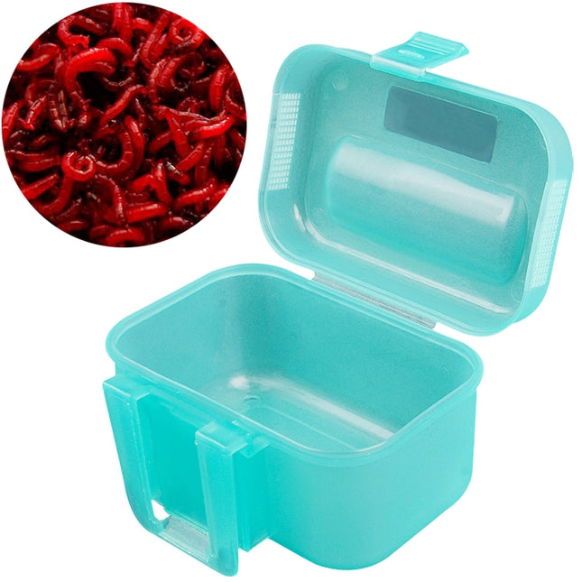 Plastic Live Earthworm Fishing Tackle Box Bug Shrimp Bait Box(Green)-garmade.com