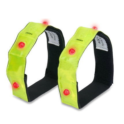 2 PCS 4 LED Lights Safety Run Reflective Arm / Leg Bands(Yellow)-garmade.com