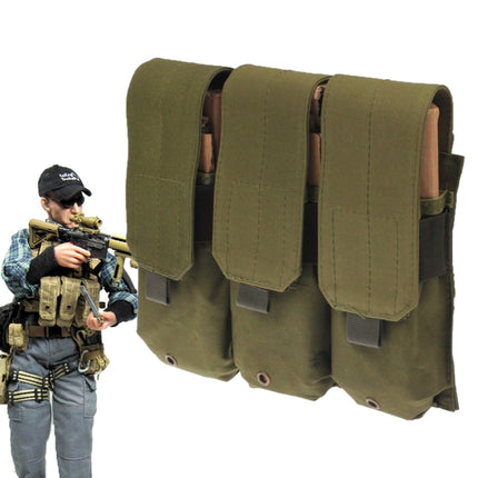 Triple Canvas Clips Pouch with Hook and Loop Fastener & Quick Release Buckles(Army Green)-garmade.com