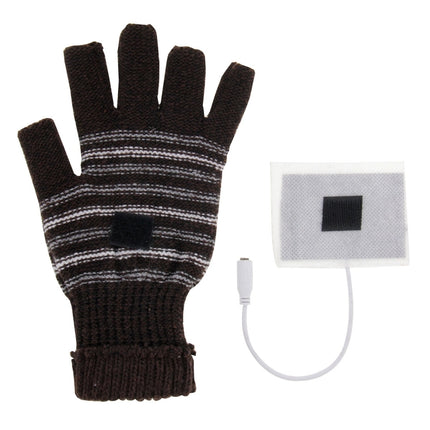 Outdoor Sport Electric Heated Half-Finger Knitted Gloves (Dark Brown)-garmade.com
