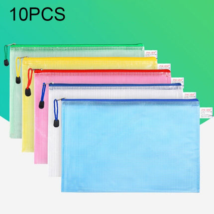 10 PCS Zipper Plastic Mesh Document File Bag, Random Color Delivery, Size: 33.5*23cm-garmade.com