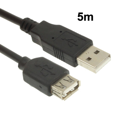 USB 2.0 AM to AF Extension Cable, Length: 5m(Black)-garmade.com