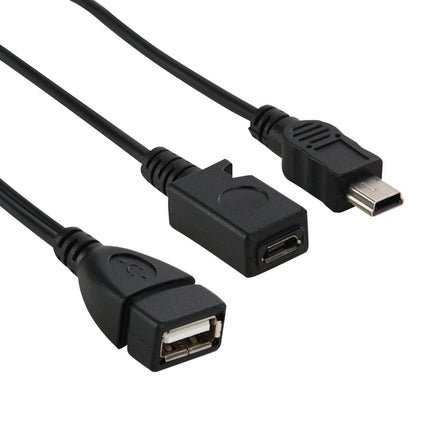 USB 2.0 Female to Mini USB AM + Micro 5 Pin AF Cable, Length: 20cm-garmade.com