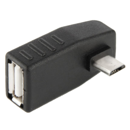 Micro USB Male to USB 2.0 AF Adapter with 90 Degree Angle, Support OTG Function(Black)-garmade.com