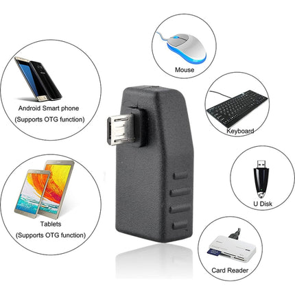 Micro USB Male to USB 2.0 AF Adapter with 90 Degree Angle, Support OTG Function(Black)-garmade.com