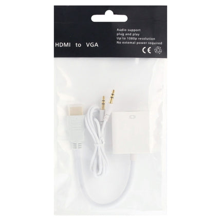 24cm Full HD 1080P HDMI to VGA + Audio Output Cable for Computer / DVD / Digital Set-top Box / Laptop / Mobile Phone / Media Player(White)-garmade.com