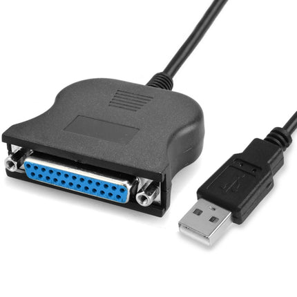 USB 2.0 to DB25 25 Pin Female Port Print Converter Cable(Black)-garmade.com