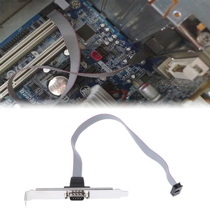 DB9 9pin Com Port host case Cable / RS232 port plate cable, Length: 36cm(Grey)-garmade.com
