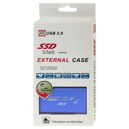 6gb/s mSATA Solid State Disk SSD to USB 3.0 Hard Disk Case(Blue)-garmade.com