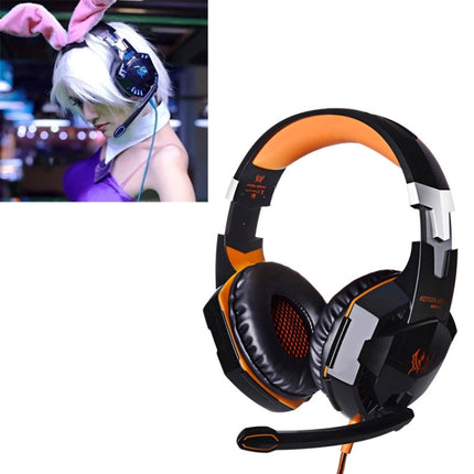 EACH G2000 Over-ear Stereo Bass Gaming Headset with Mic & LED Light for Computer, Cable Length: 2.2m(Orange)-garmade.com